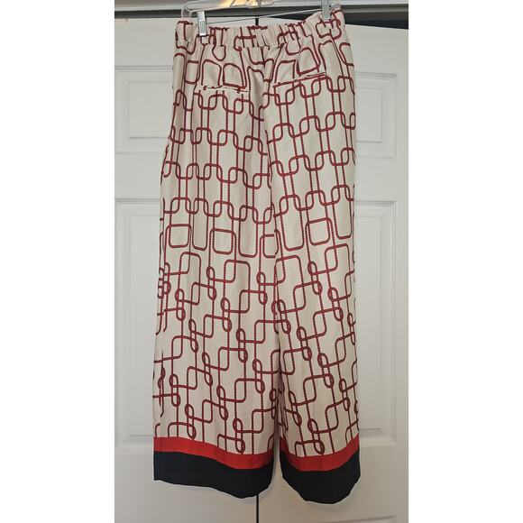 Zara Nautical Knot Flowy Trousers Pants Womens XL Wide Leg Knot Print Coastal - Picture 11 of 12